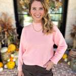 The Daily Mock Neck Sweater - Soft Pink-230 Sweaters/Cardis-SKIES ARE BLUE-July & June Women's Fashion Boutique Located in San Antonio, Texas