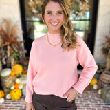 The Daily Mock Neck Sweater - Soft Pink-230 Sweaters/Cardis-SKIES ARE BLUE-July & June Women's Fashion Boutique Located in San Antonio, Texas