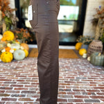 Chocolate Faux Leather Straight Leg Pants-420 Denim-HIDDEN JEANS-July & June Women's Fashion Boutique Located in San Antonio, Texas