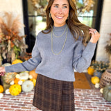 The Daily Mock Neck Sweater - Charcoal-230 Sweaters/Cardis-SKIES ARE BLUE-July & June Women's Fashion Boutique Located in San Antonio, Texas