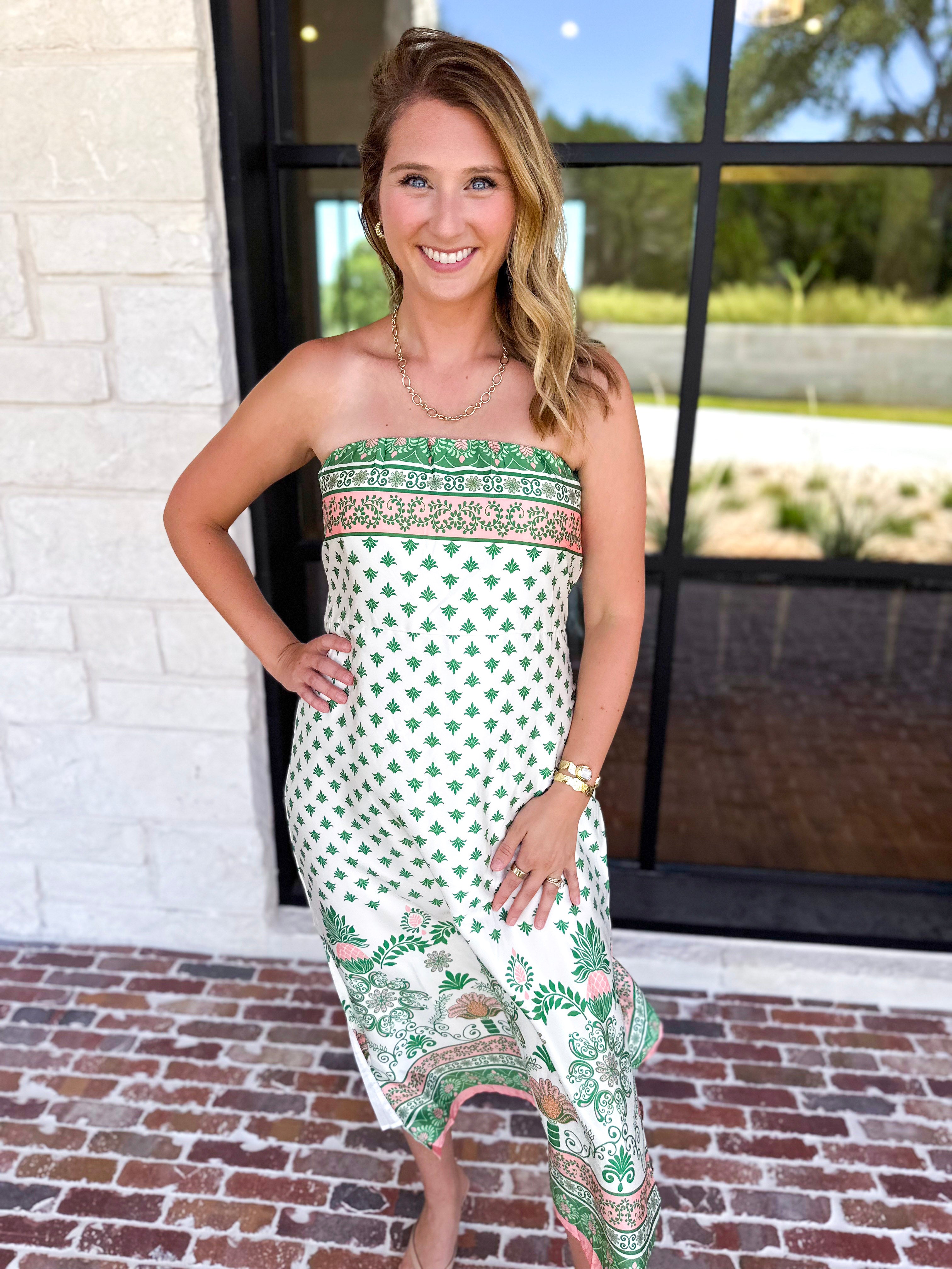 THML - The Everly Strapless Midi Dress-500 Midi-THML-July & June Women's Fashion Boutique Located in San Antonio, Texas