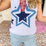 Flannel Patchwork Star Knit Top-230 Sweaters/Cardis-FATE-July & June Women's Fashion Boutique Located in San Antonio, Texas