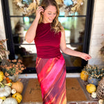 Golden Sunset Satin Midi Skirt-410 Shorts/Skirts-DRESS FORUM-July & June Women's Fashion Boutique Located in San Antonio, Texas