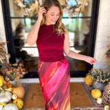 Golden Sunset Satin Midi Skirt-410 Shorts/Skirts-DRESS FORUM-July & June Women's Fashion Boutique Located in San Antonio, Texas