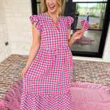 Mary Square - Elaine Gingham Midi Dress-MARY SQUARE-July & June Women's Fashion Boutique Located in San Antonio, Texas