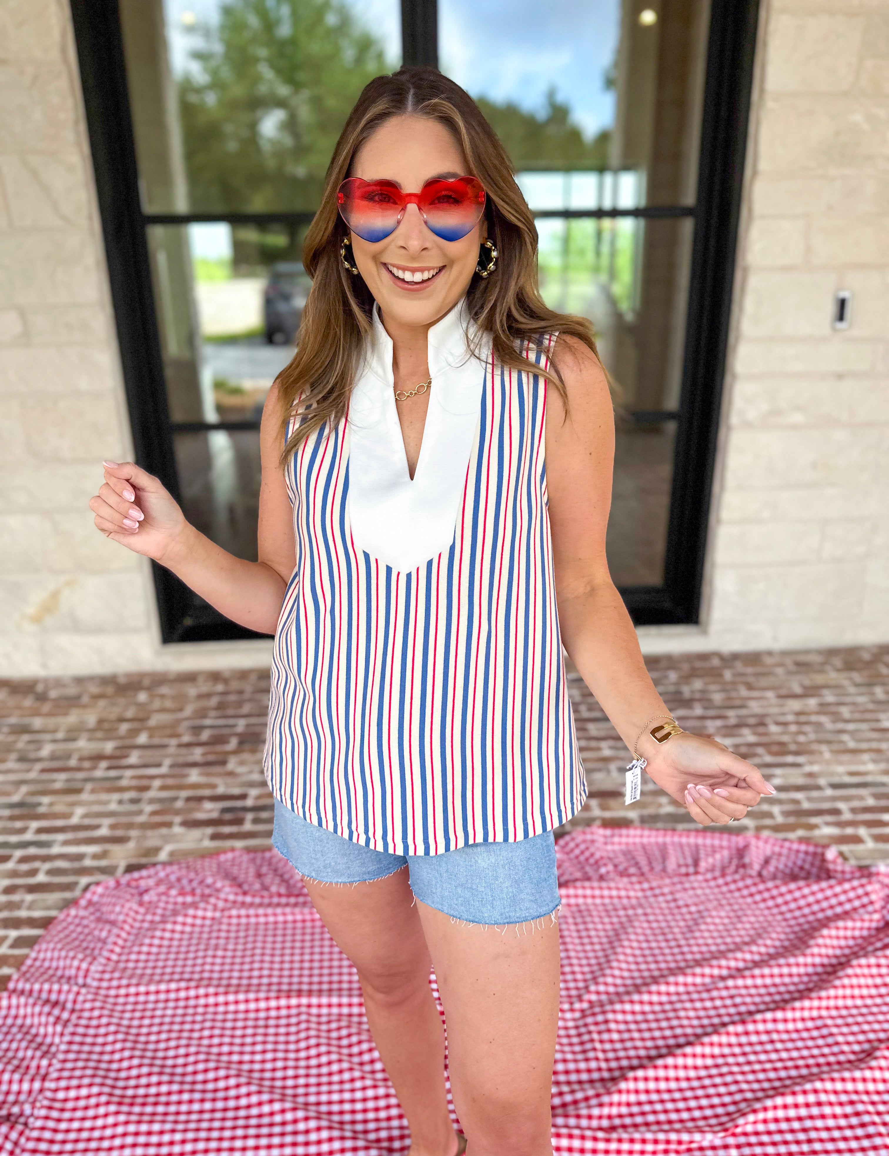 Summer Stripe Elevated Tank-200 Fashion Blouses-ENTRO-July & June Women's Fashion Boutique Located in San Antonio, Texas