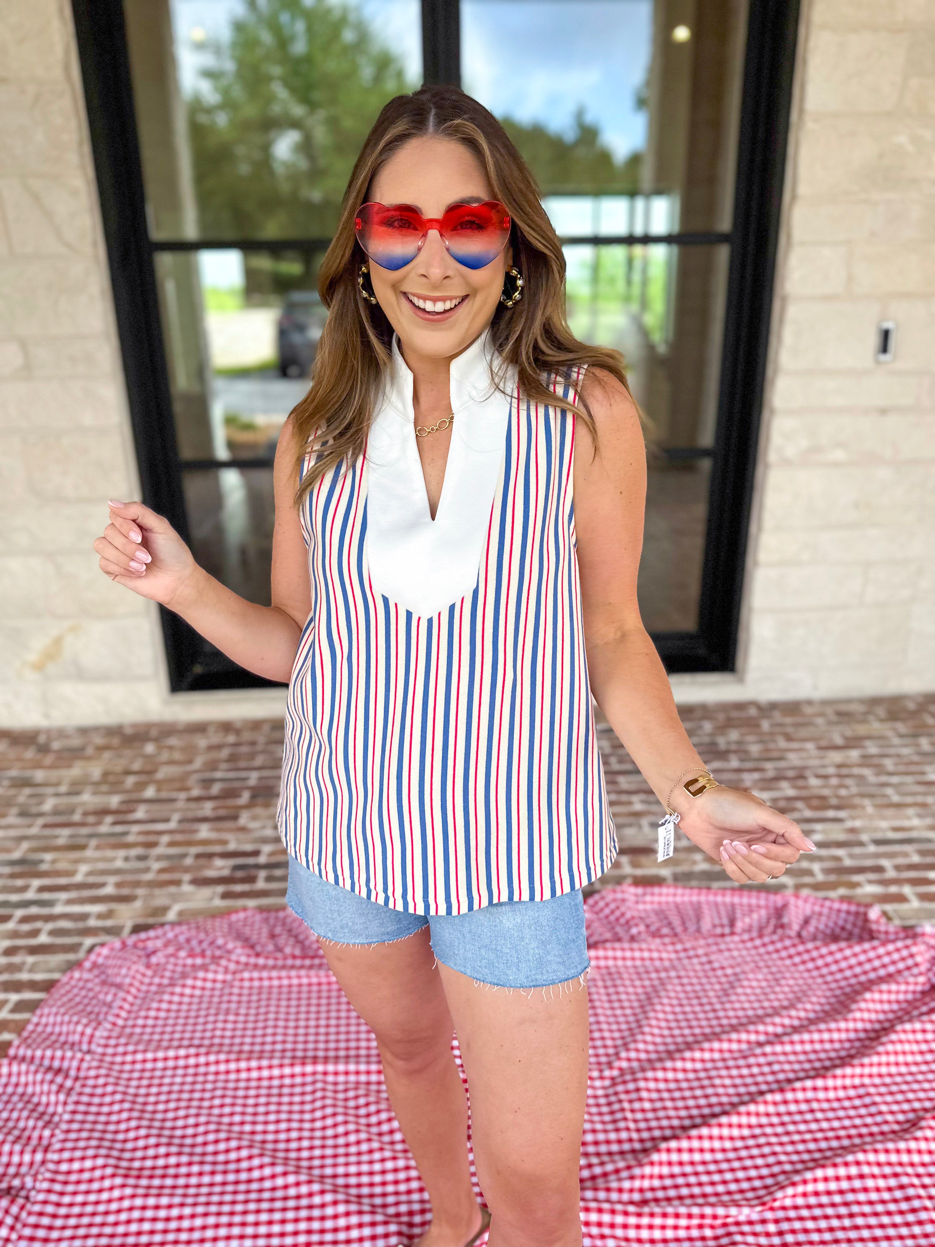 Summer Stripe Elevated Tank-200 Fashion Blouses-ENTRO-July & June Women's Fashion Boutique Located in San Antonio, Texas