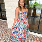 Summer In Bloom Midi Dress-500 Midi-SKIES ARE BLUE-July & June Women's Fashion Boutique Located in San Antonio, Texas