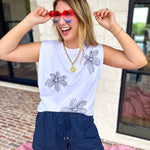 Current Air - Embroidered Floral Tee-200 Fashion Blouses-CURRENT AIR CLOTHING-July & June Women's Fashion Boutique Located in San Antonio, Texas