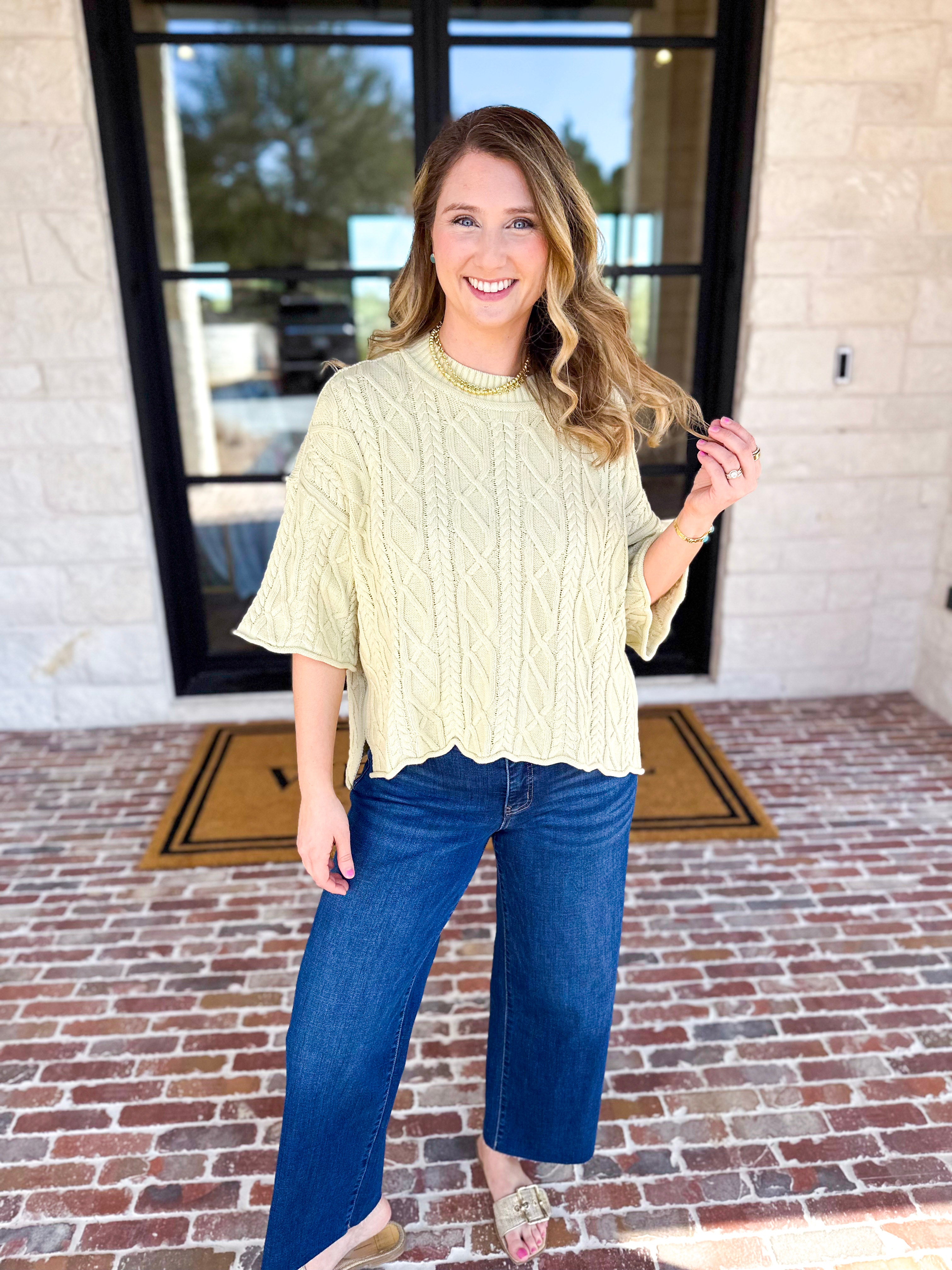 The Bailee Sweater Top - Kiwi-230 Sweaters/Cardis-RAE MODE-July & June Women's Fashion Boutique Located in San Antonio, Texas