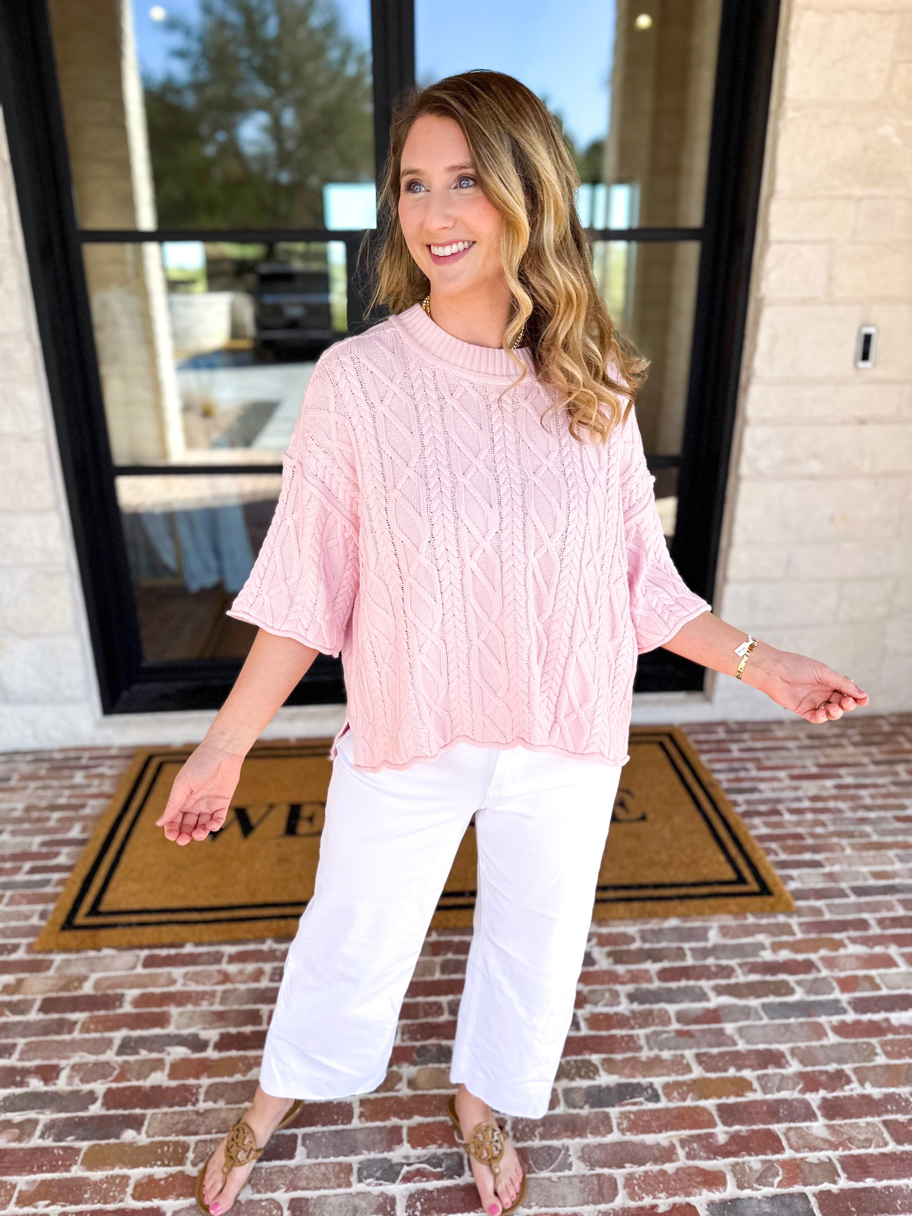 The Bailee Sweater Top - Pink-230 Sweaters/Cardis-RAE MODE-July & June Women's Fashion Boutique Located in San Antonio, Texas