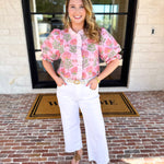 Floral Fun Blouse - Pink-200 Fashion Blouses-ENTRO-July & June Women's Fashion Boutique Located in San Antonio, Texas