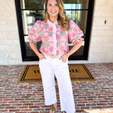 Floral Fun Blouse - Pink-200 Fashion Blouses-ENTRO-July & June Women's Fashion Boutique Located in San Antonio, Texas