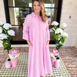 Spring Dreams Midi Dress - Pink-500 Midi-ENTRO-July & June Women's Fashion Boutique Located in San Antonio, Texas