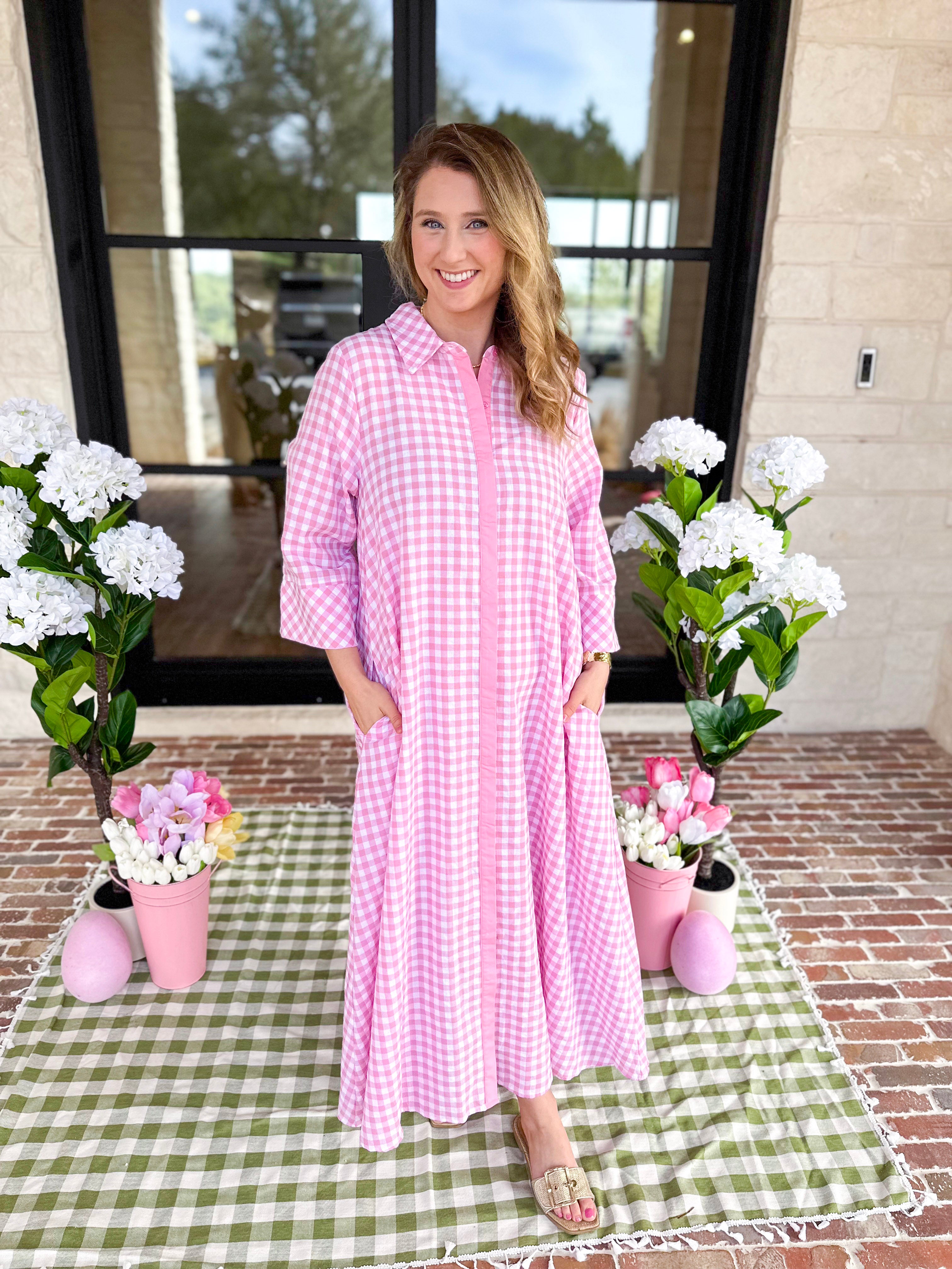 Spring Dreams Midi Dress - Pink-500 Midi-ENTRO-July & June Women's Fashion Boutique Located in San Antonio, Texas