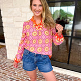 The Retro Pink Blouse-200 Fashion Blouses-FATE-July & June Women's Fashion Boutique Located in San Antonio, Texas