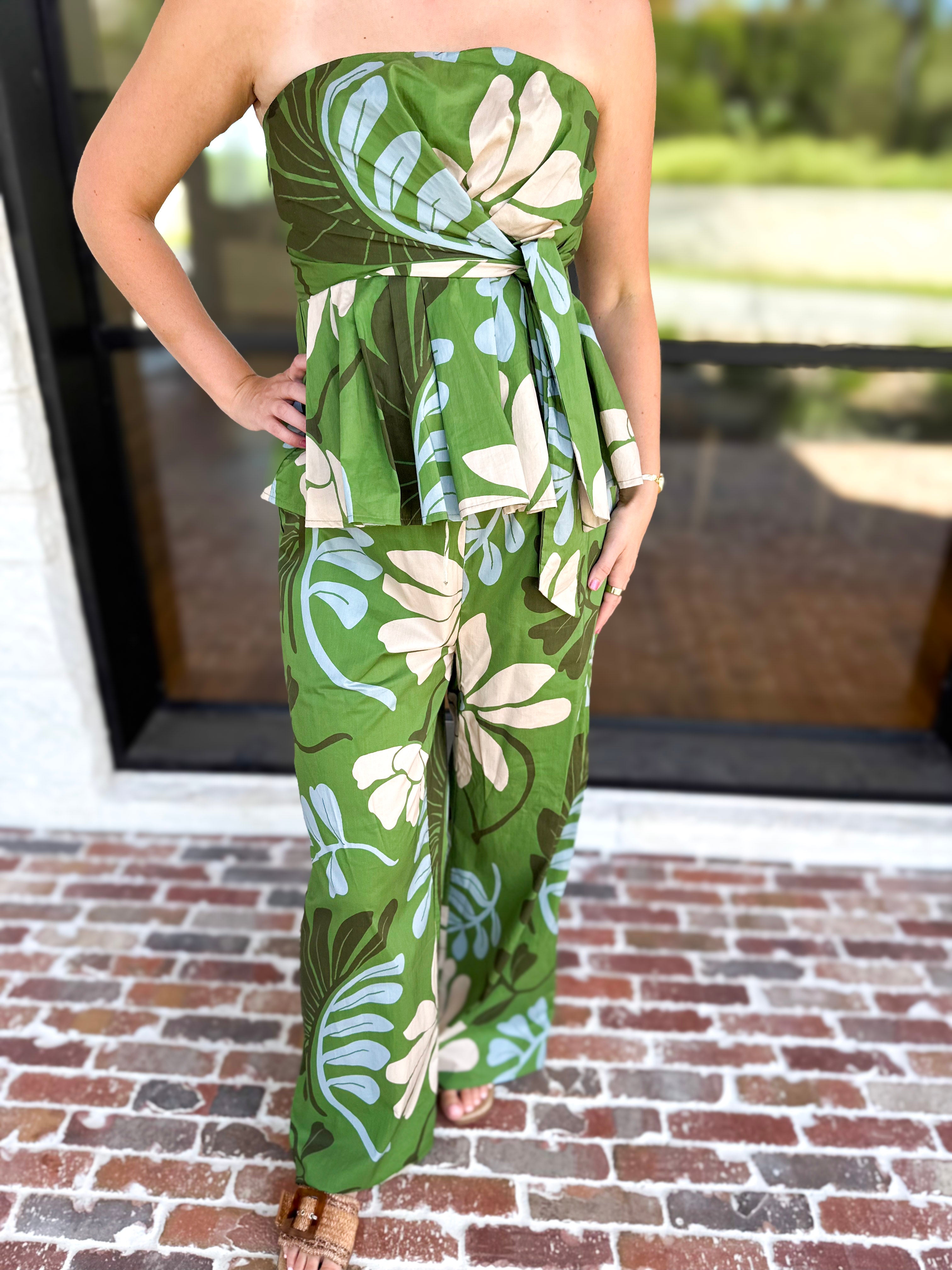 Sunset Floral Set - Matcha Green-500 Midi-ENTRO-July & June Women's Fashion Boutique Located in San Antonio, Texas