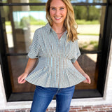 Living Life Gingham Top - Coco Sky-200 Fashion Blouses-ENTRO-July & June Women's Fashion Boutique Located in San Antonio, Texas