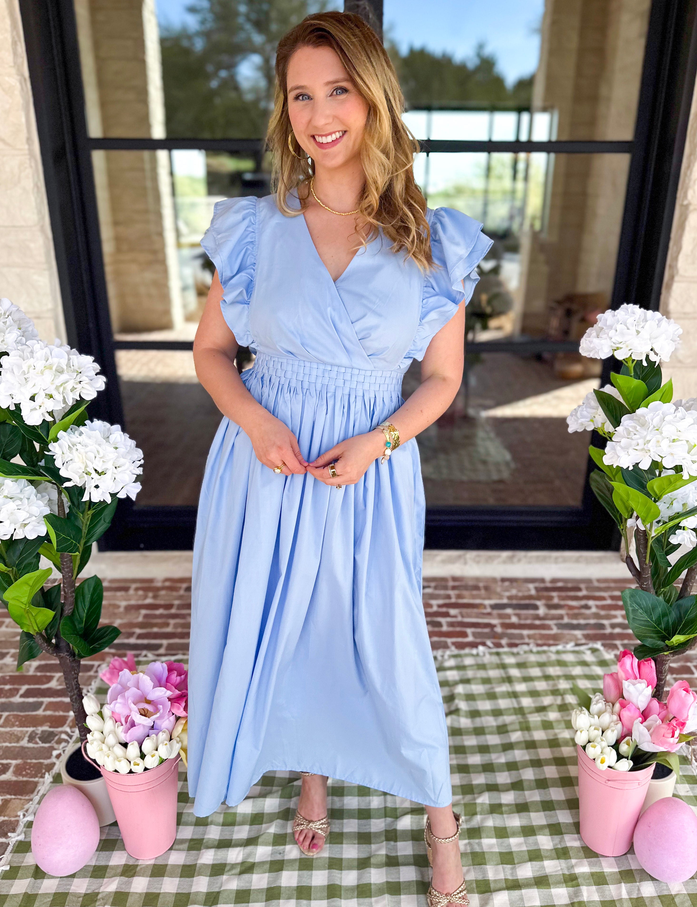 Baby Blue Midi Dress-500 Midi-STRUT & BOLT-July & June Women's Fashion Boutique Located in San Antonio, Texas
