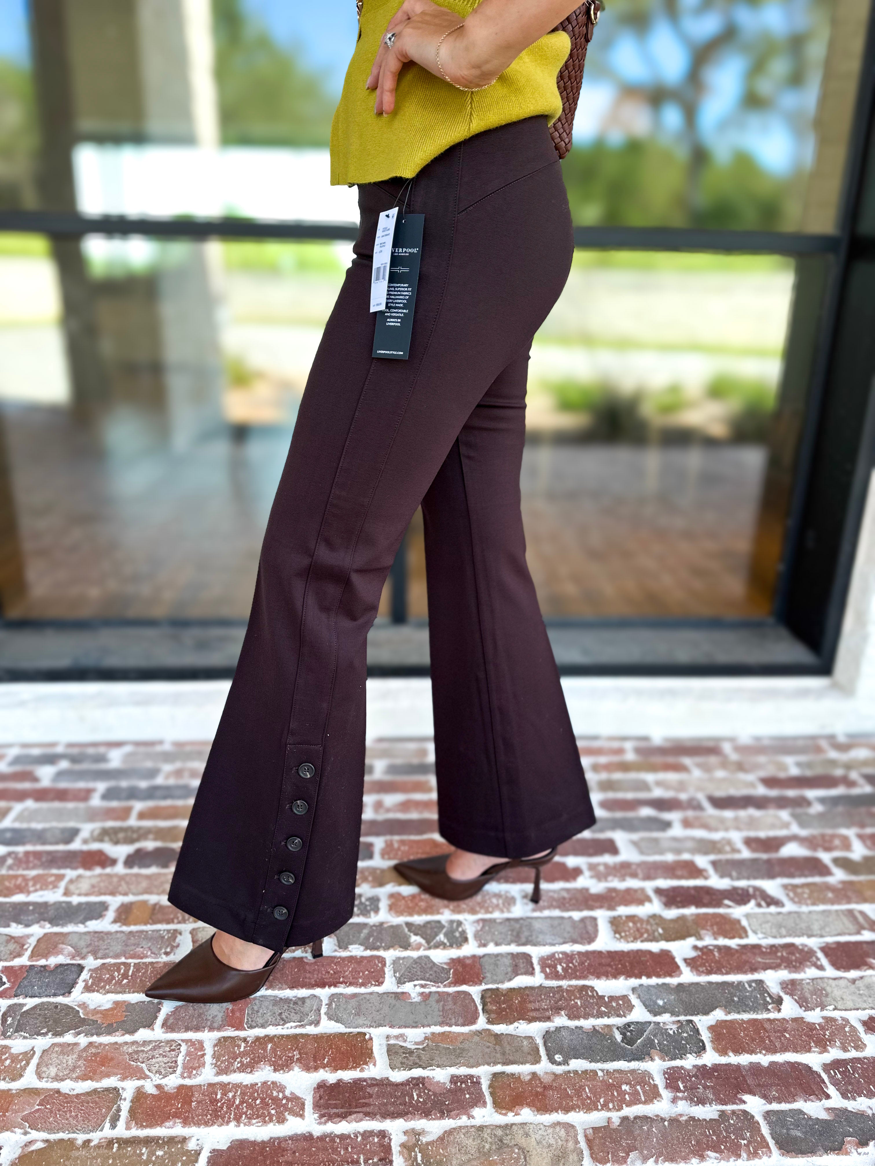 Liverpool - The Stella Flare Pants - Brown-400 Pants-LIVERPOOL JEANS COMPANY-July & June Women's Fashion Boutique Located in San Antonio, Texas