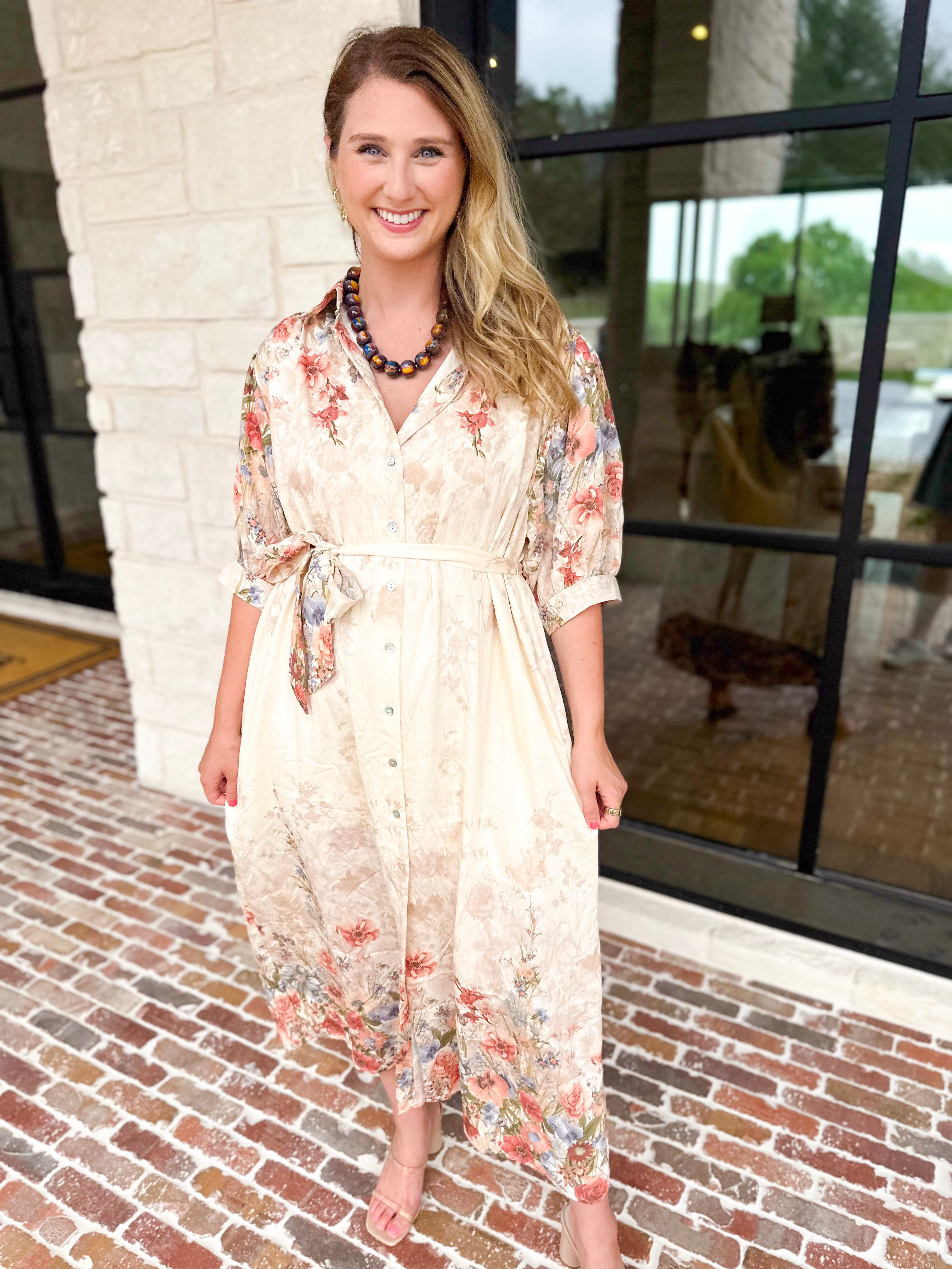 Garden Party Midi Dress-500 Midi-ENTRO-July & June Women's Fashion Boutique Located in San Antonio, Texas