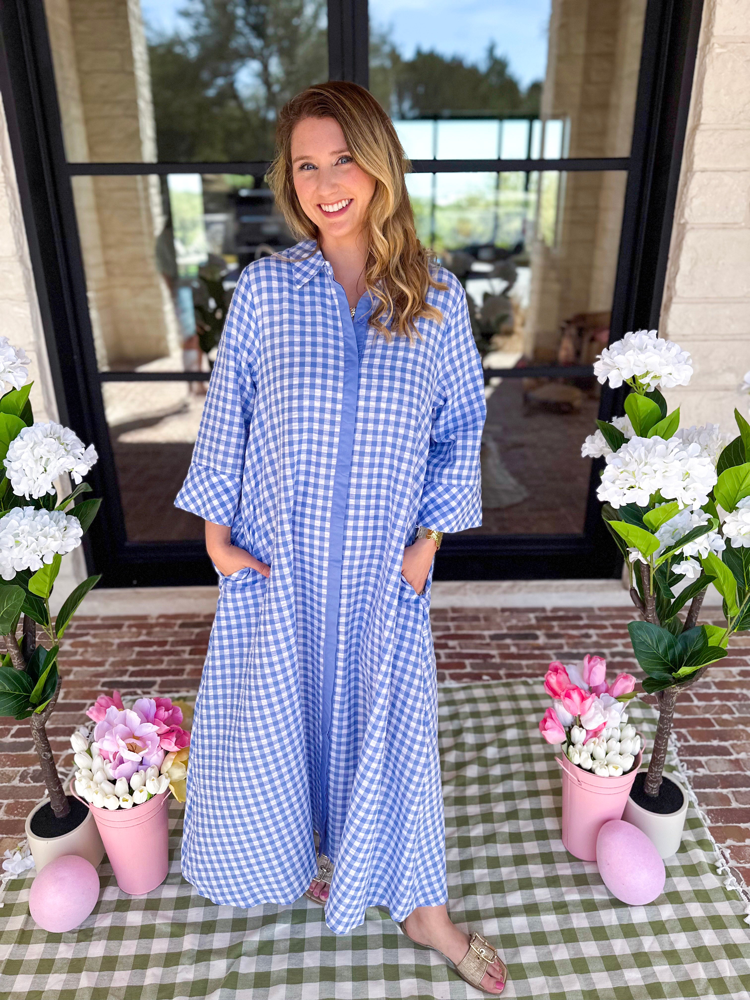 Spring Dreams Midi Dress - Blue-500 Midi-ENTRO-July & June Women's Fashion Boutique Located in San Antonio, Texas