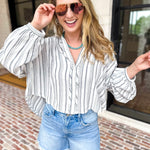 The Tulum Button Down Blouse - Dark Grey-200 Fashion Blouses-RAE MODE-July & June Women's Fashion Boutique Located in San Antonio, Texas