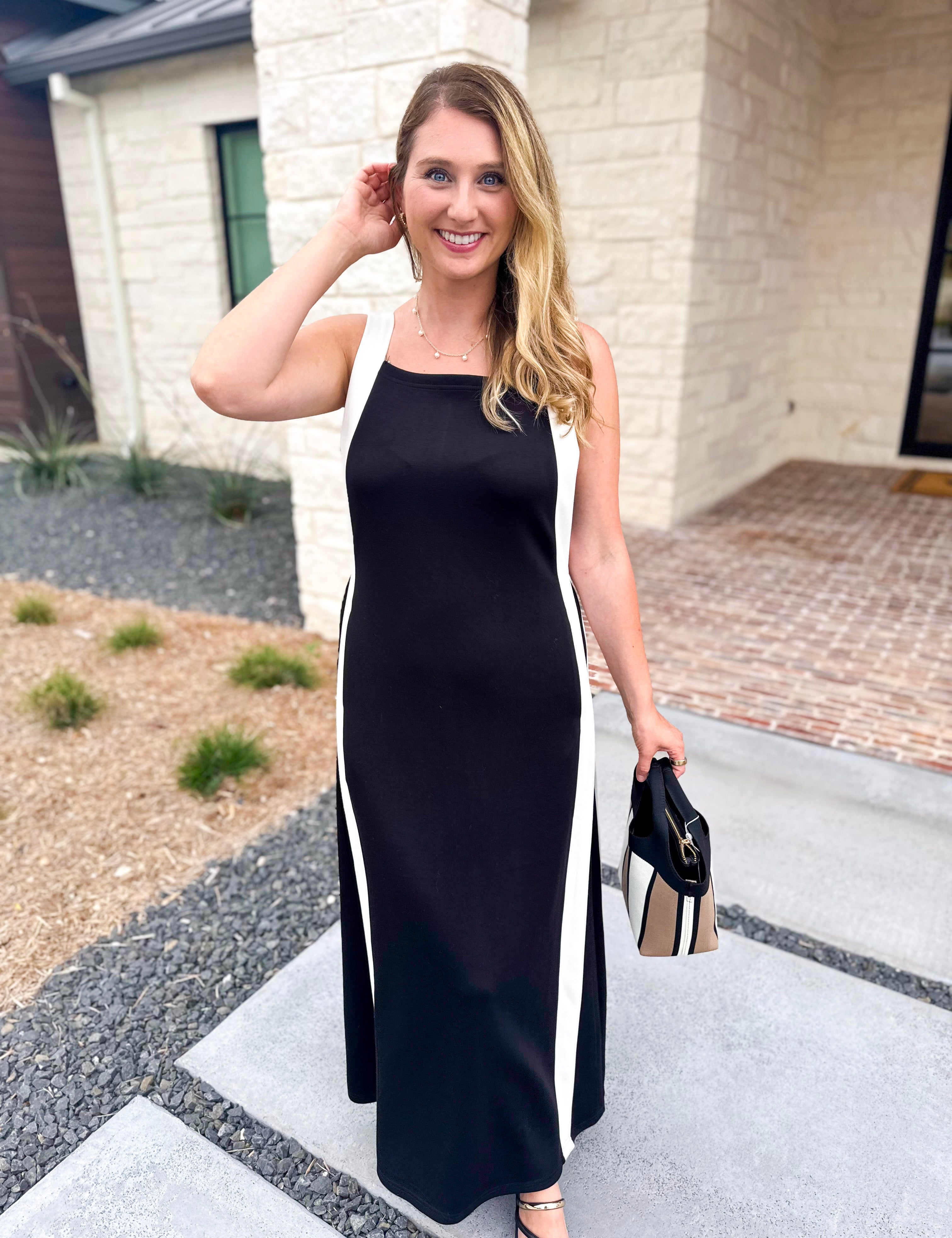 Elegant & Comfy Black Midi Dress-500 Midi-ENTRO-July & June Women's Fashion Boutique Located in San Antonio, Texas
