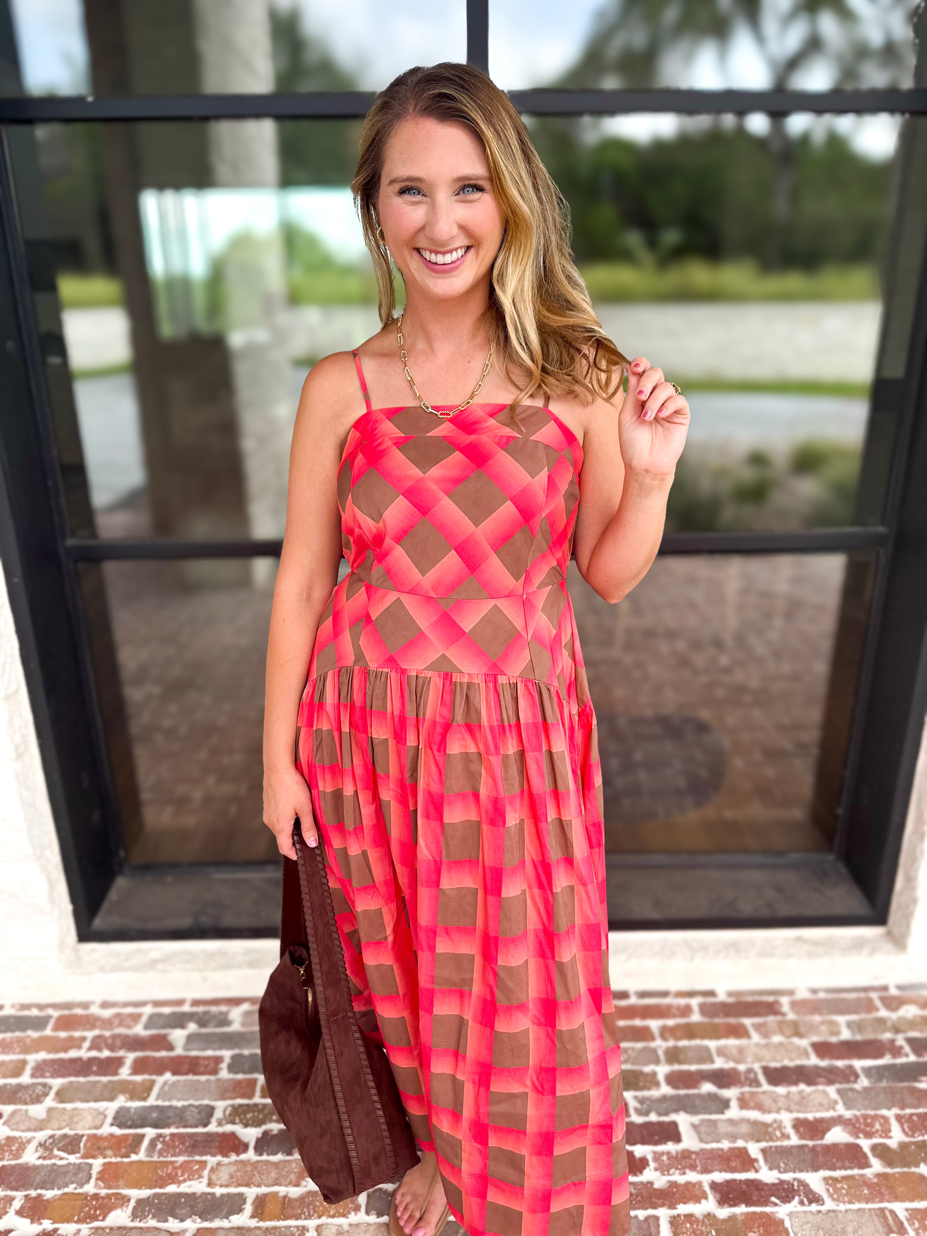 Carried Away Midi Dress - Coral-500 Midi-ENTRO-July & June Women's Fashion Boutique Located in San Antonio, Texas