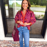 Spiced Plum Floral Blouse-200 Fashion Blouses-ENTRO-July & June Women's Fashion Boutique Located in San Antonio, Texas