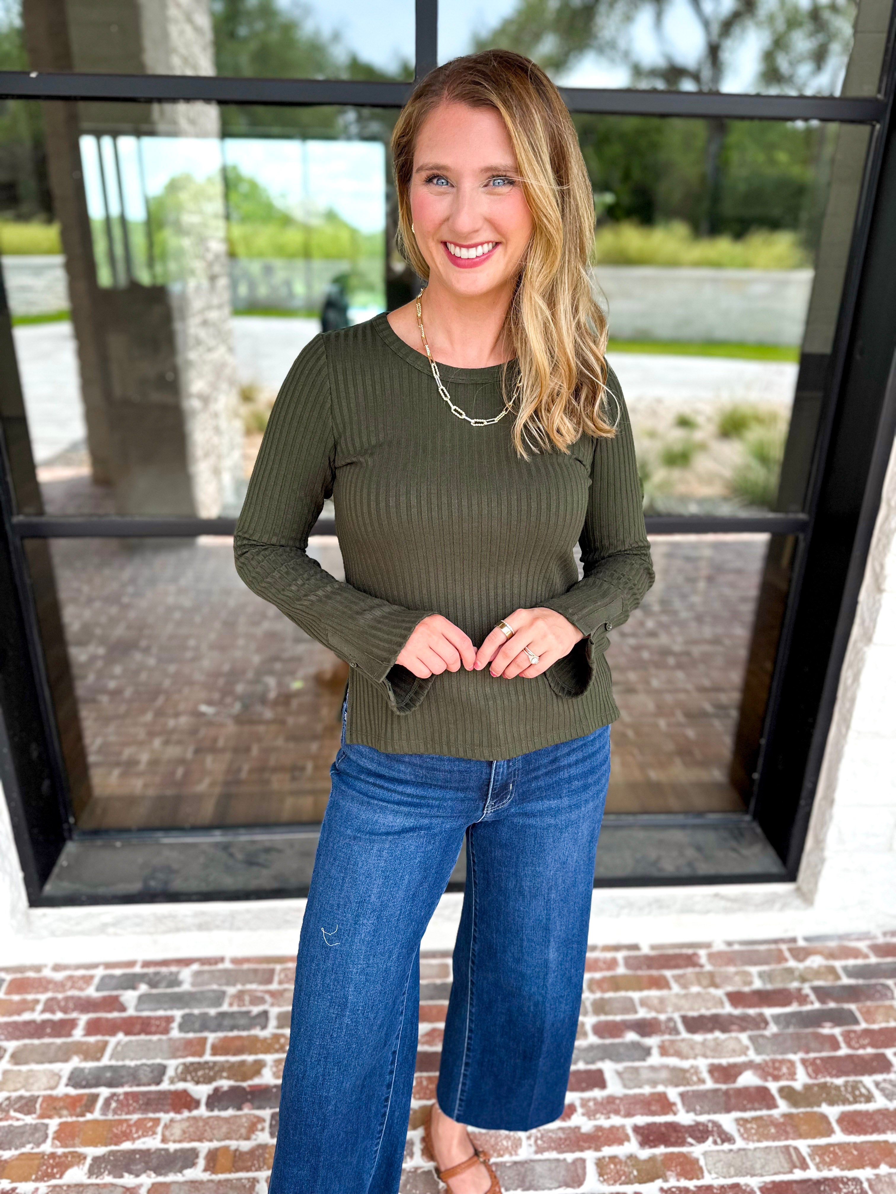 Liverpool - Everyday Favorite Scoop Neck Top - Forest-230 Sweaters/Cardis-LIVERPOOL JEANS COMPANY-July & June Women's Fashion Boutique Located in San Antonio, Texas