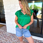 Current Air - Kelly Green Crochet Details Blouse-200 Fashion Blouses-CURRENT AIR CLOTHING-July & June Women's Fashion Boutique Located in San Antonio, Texas