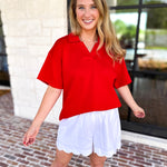 Everyday Pick Top - Red-210 Casual Blouses-JODIFL-July & June Women's Fashion Boutique Located in San Antonio, Texas