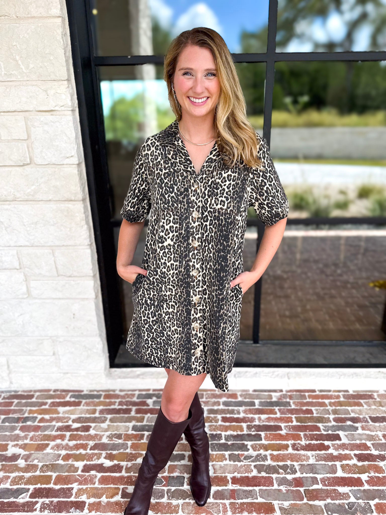 Crazy About You Leopard Mini Dress-510 Mini-ENTRO-July & June Women's Fashion Boutique Located in San Antonio, Texas