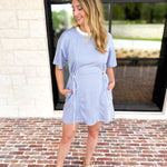 Blue Gingham On-The-Go Mini Dress-510 Mini-ENTRO-July & June Women's Fashion Boutique Located in San Antonio, Texas