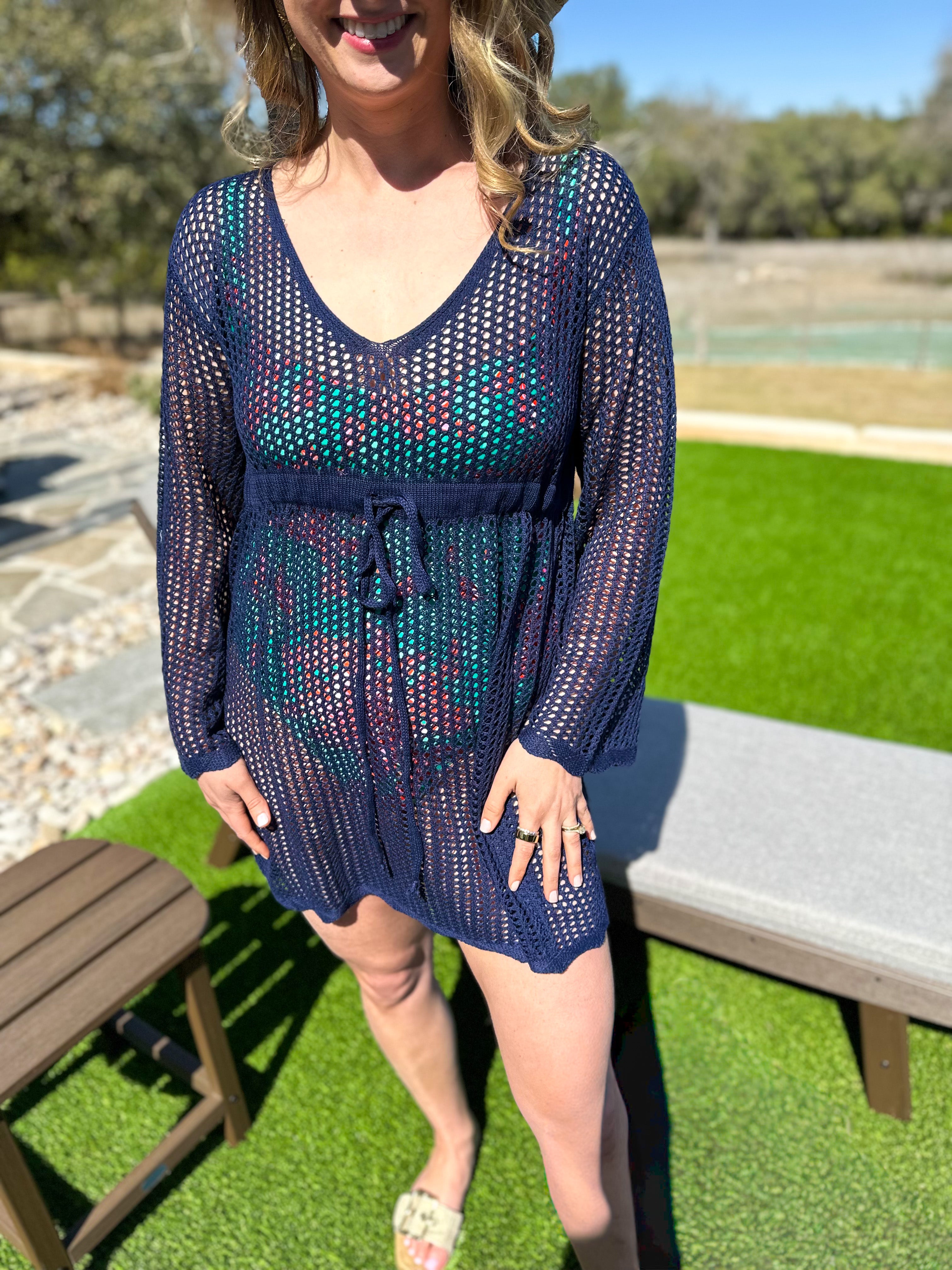 Marina Cover Up - Navy-300 Athleisure/Lounge-SHIRALEAH-July & June Women's Fashion Boutique Located in San Antonio, Texas