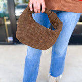 Autumn Woven Genuine Suede Leather Clutch - Chocolate-130 ACCESSORIES-Moda Luxe-July & June Women's Fashion Boutique Located in San Antonio, Texas