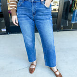 Vervet - Mid Rise Medium Wash Ankle Straight Leg Jean-400 Pants-VEVERT BY FLYING MONKEY-July & June Women's Fashion Boutique Located in San Antonio, Texas