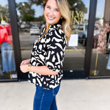 THML - Earth Tones Abstract Blouse-200 Fashion Blouses-THML-July & June Women's Fashion Boutique Located in San Antonio, Texas