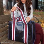 Case-Mate - Navy Rugby Stripe Jelly Tote Bag-130 Accessories-Casemate-July & June Women's Fashion Boutique Located in San Antonio, Texas