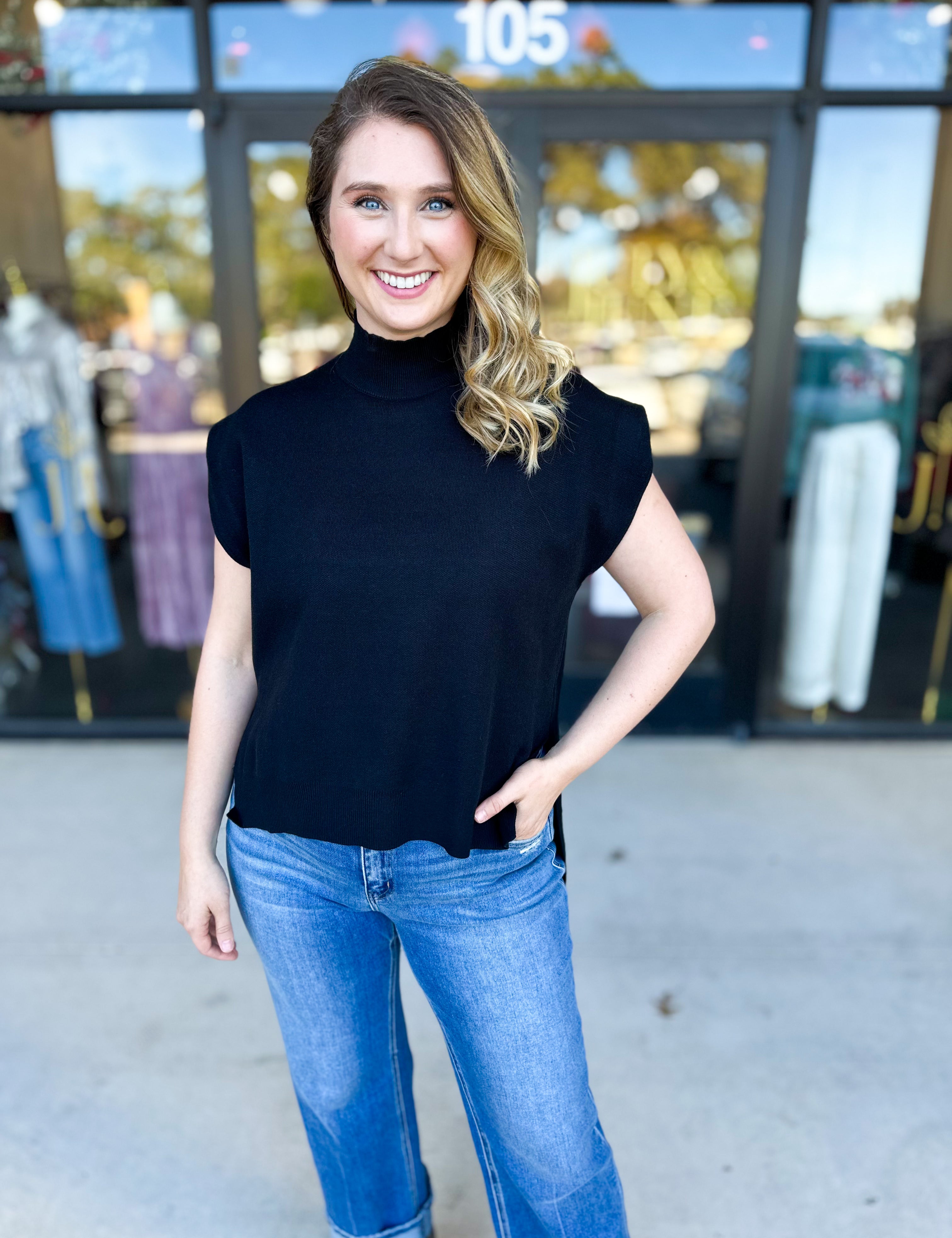 The Abigail Sweater Top - Black-230 Sweaters/Cardis-ENTRO-July & June Women's Fashion Boutique Located in San Antonio, Texas
