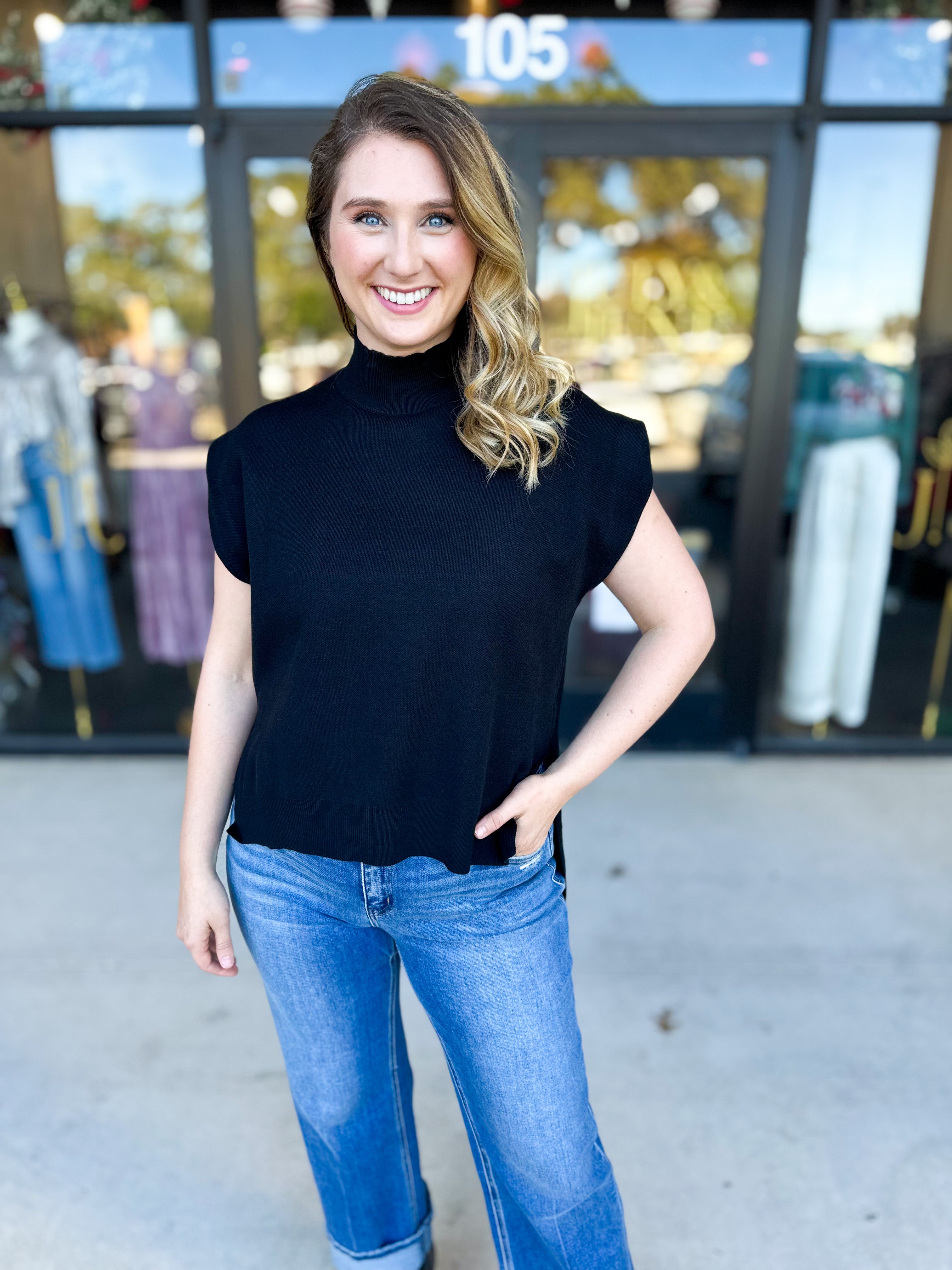 The Abigail Sweater Top - Black-230 Sweaters/Cardis-ENTRO-July & June Women's Fashion Boutique Located in San Antonio, Texas
