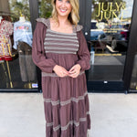 Mocha Boho Midi Dress-500 Midi-LISTICLE-July & June Women's Fashion Boutique Located in San Antonio, Texas