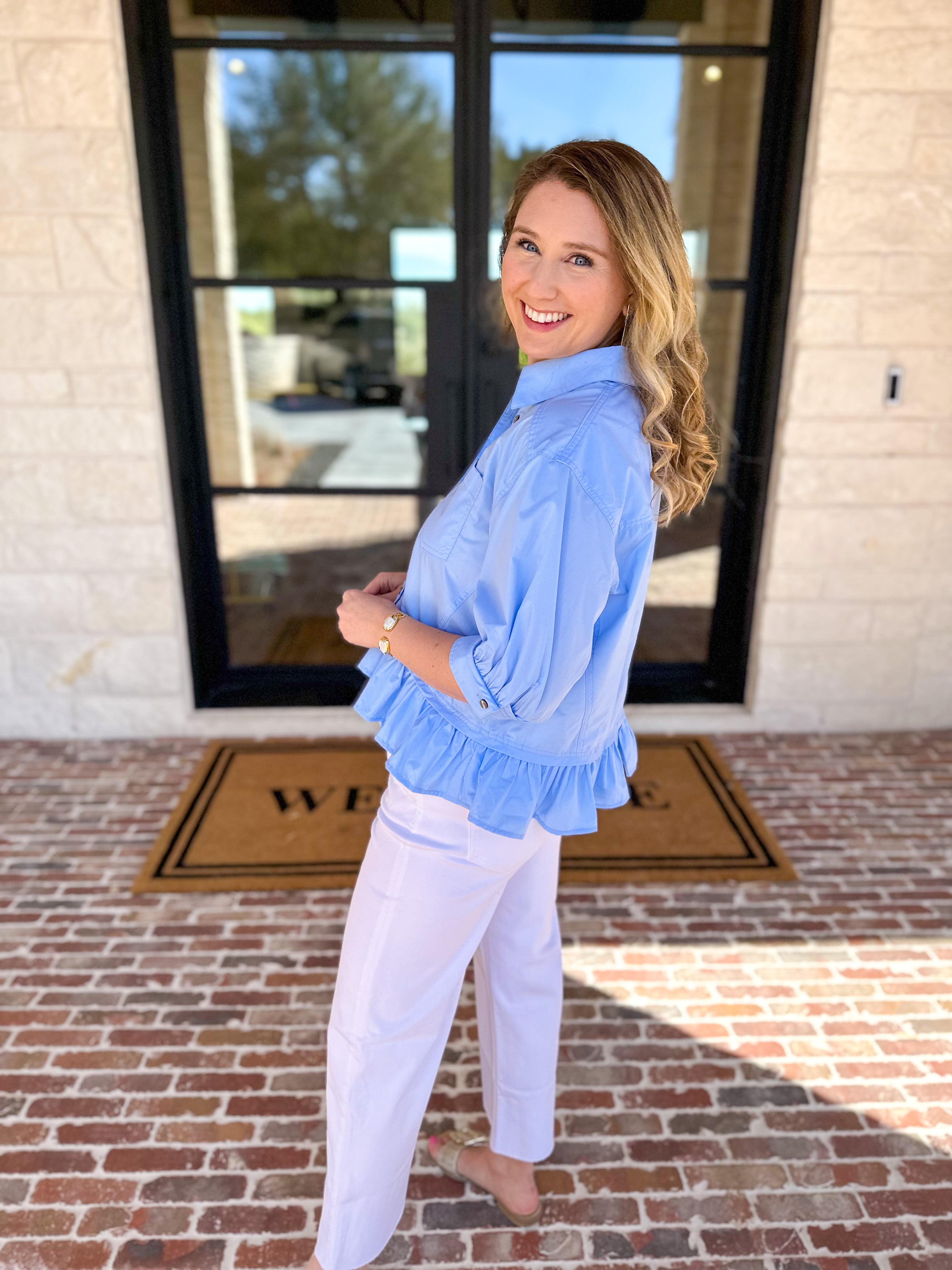 The Move with Grace Top - Blue-200 Fashion Blouses-ENTRO-July & June Women's Fashion Boutique Located in San Antonio, Texas