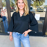 Everyday Comfy Long Sleeve - Black-210 Casual Blouses-JODIFL-July & June Women's Fashion Boutique Located in San Antonio, Texas