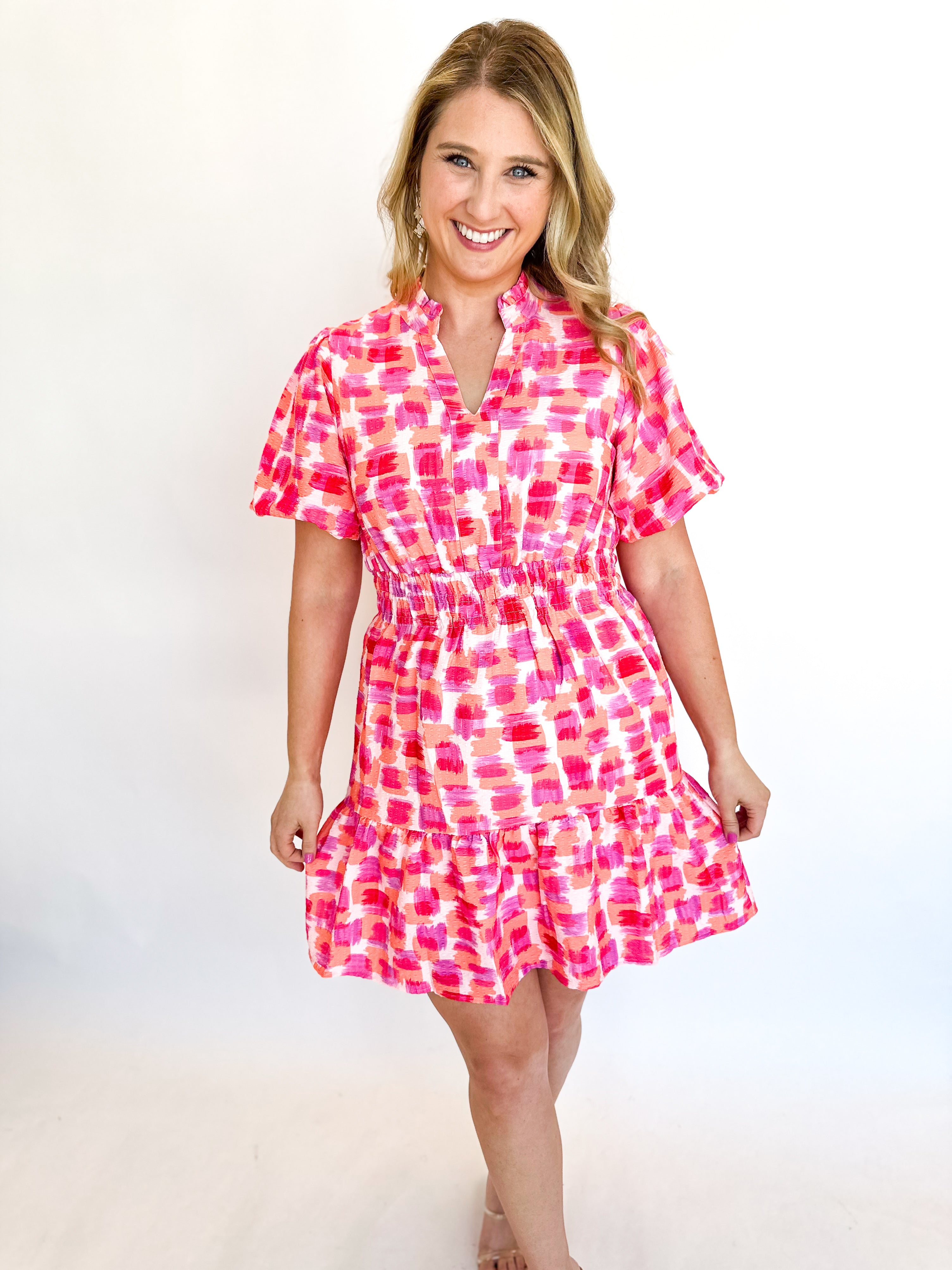 Pink & Peach Mini Dress - THML-510 Mini-THML-July & June Women's Fashion Boutique Located in San Antonio, Texas