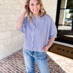 Stripe Dolman Blouse - Navy-200 Fashion Blouses-ALLIE ROSE-July & June Women's Fashion Boutique Located in San Antonio, Texas