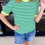 Nautical Comfy Tee - Green-210 Casual Blouses-ENTRO-July & June Women's Fashion Boutique Located in San Antonio, Texas