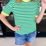 Nautical Comfy Tee - Green-210 Casual Blouses-ENTRO-July & June Women's Fashion Boutique Located in San Antonio, Texas
