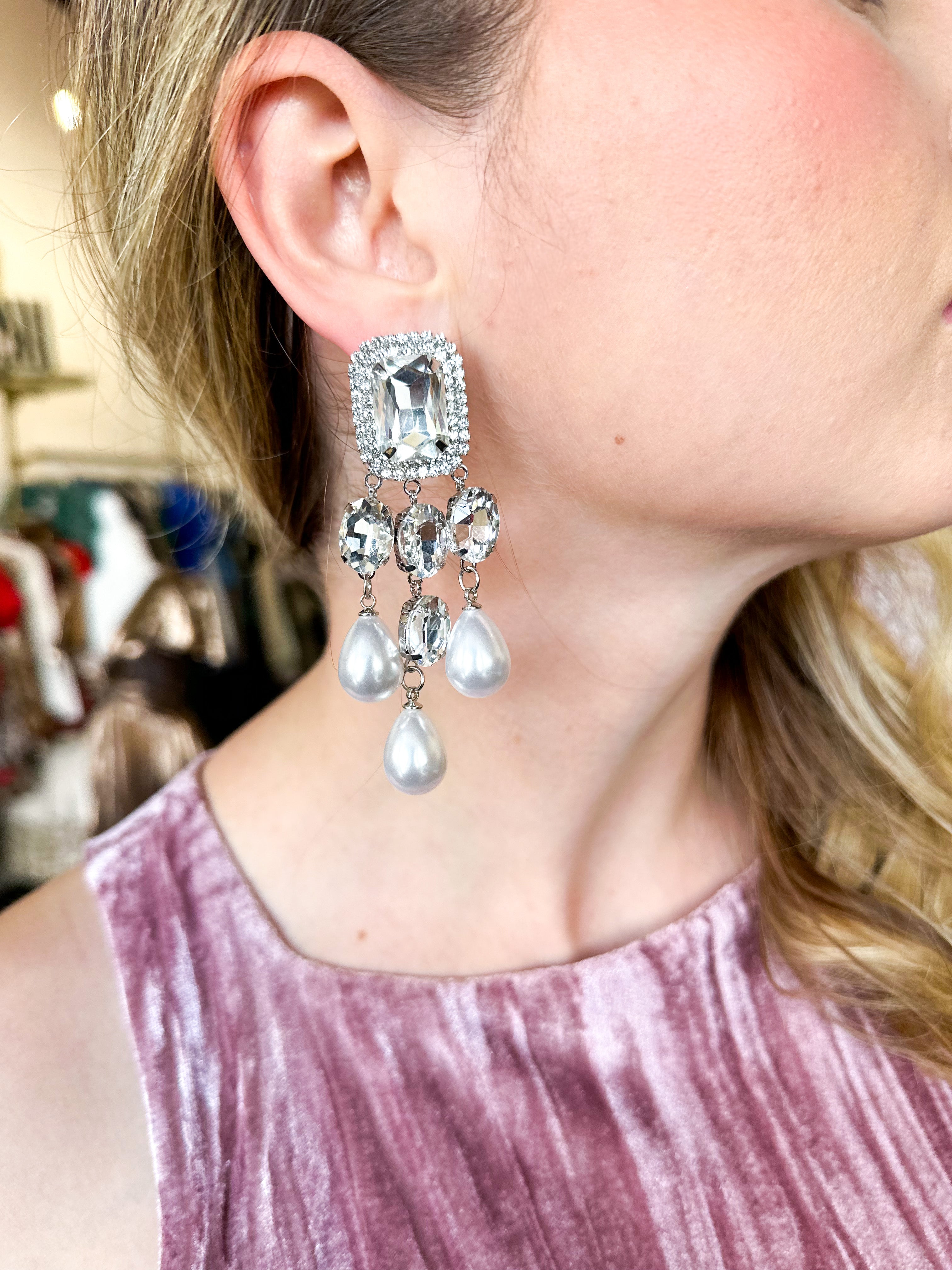 Treasure Jewels - Meant to Shine Statement Earrings - Clear-110 Jewelry & Hair-Treasure Jewels-July & June Women's Fashion Boutique Located in San Antonio, Texas